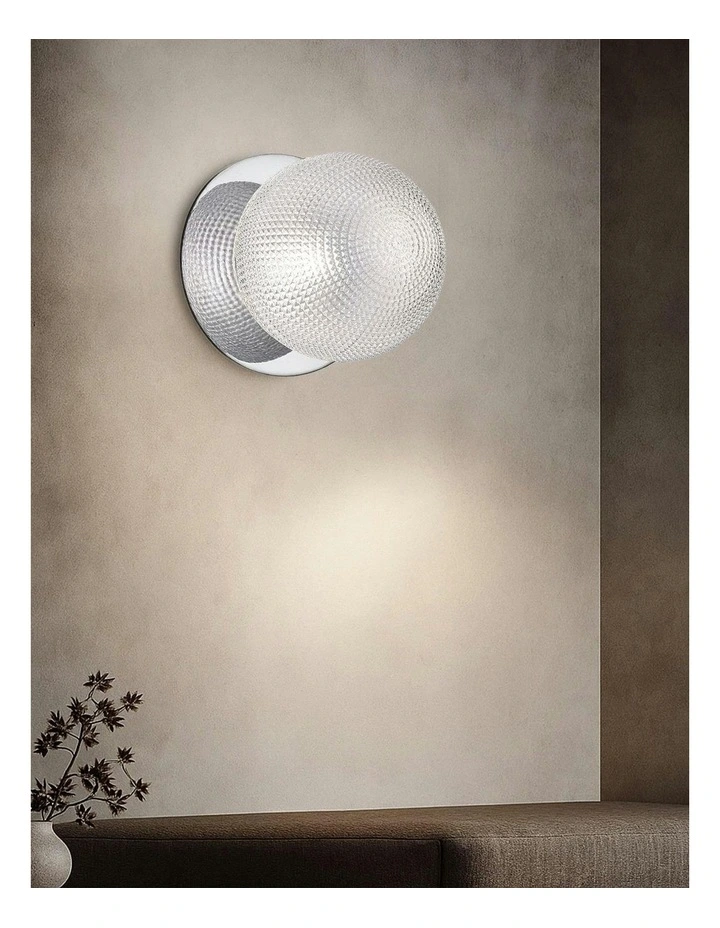 Odessa Diamond Cut Glass LED Wall Light in Chrome Base White/Large image 7