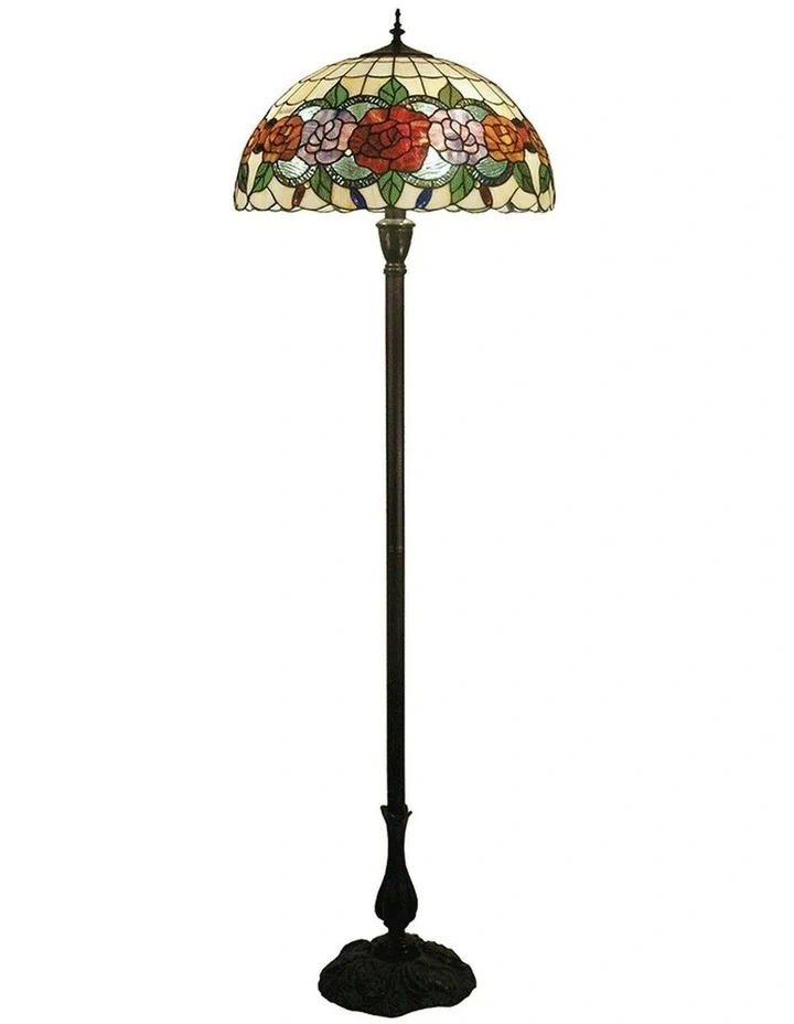 Red Rose Tiffany Floor Lamp image 1