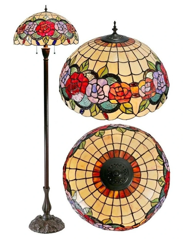 Red Rose Tiffany Floor Lamp image 2