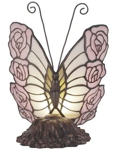 Rose Butterfly Tiffany Table Lamp in Multi