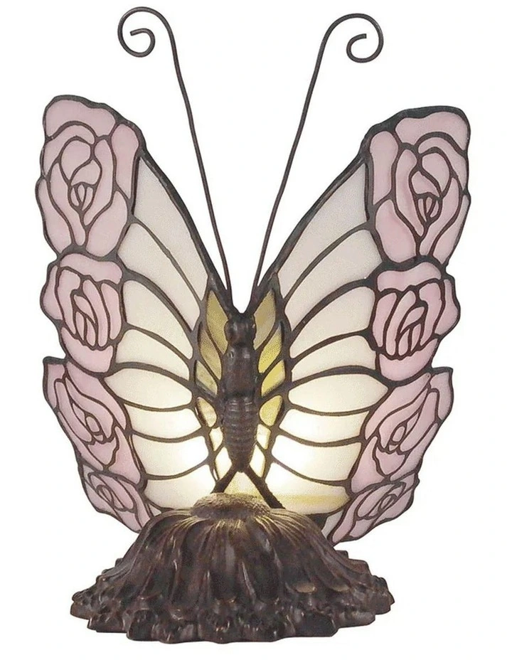 Rose Butterfly Tiffany Table Lamp in Multi image 1