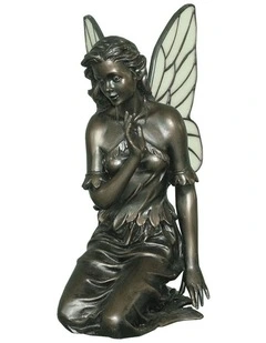 Kneeling Fairy Art Deco Table Lamp in Beige