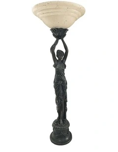 Egyption Lady Uplight Art Deco Floor Lamp in Black