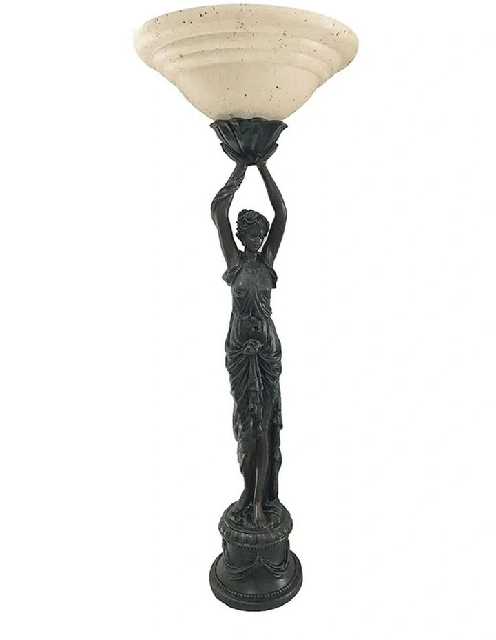 Egyption Lady Uplight Art Deco Floor Lamp in Black image 1