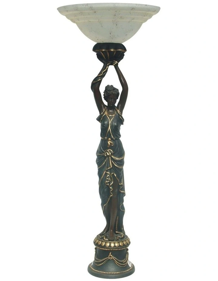 Egyption Lady Uplight Art Deco Floor Lamp in Black image 2
