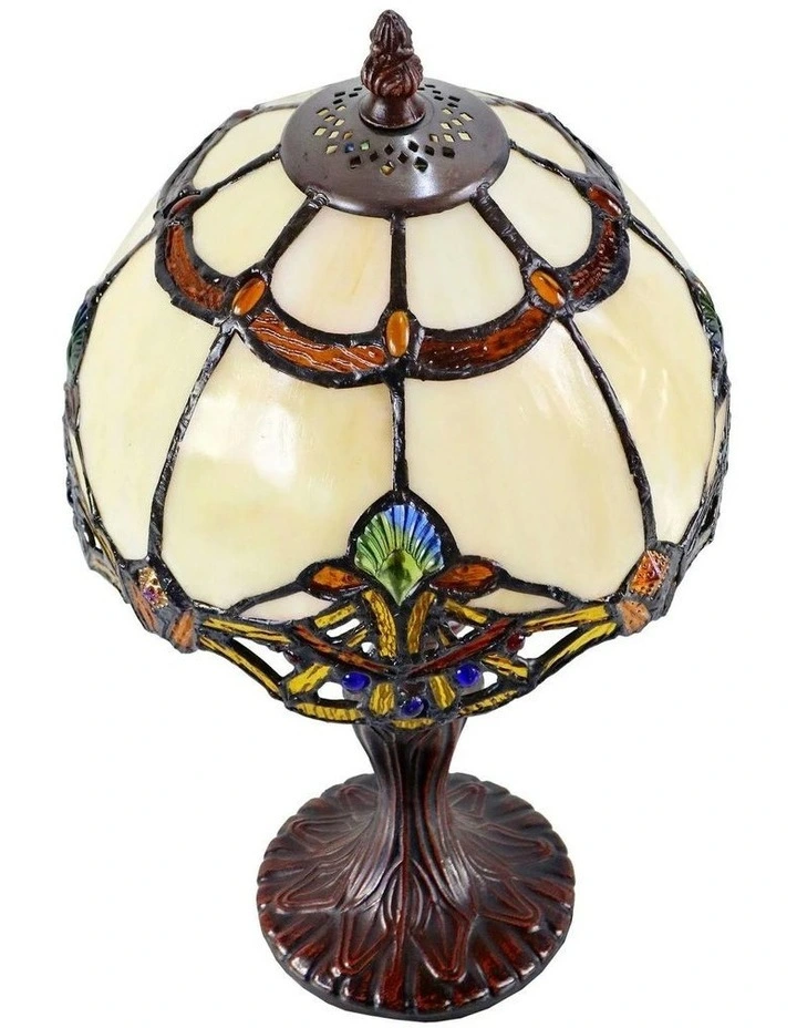 Benita Small Tiffany Table Lamp in Beige image 3