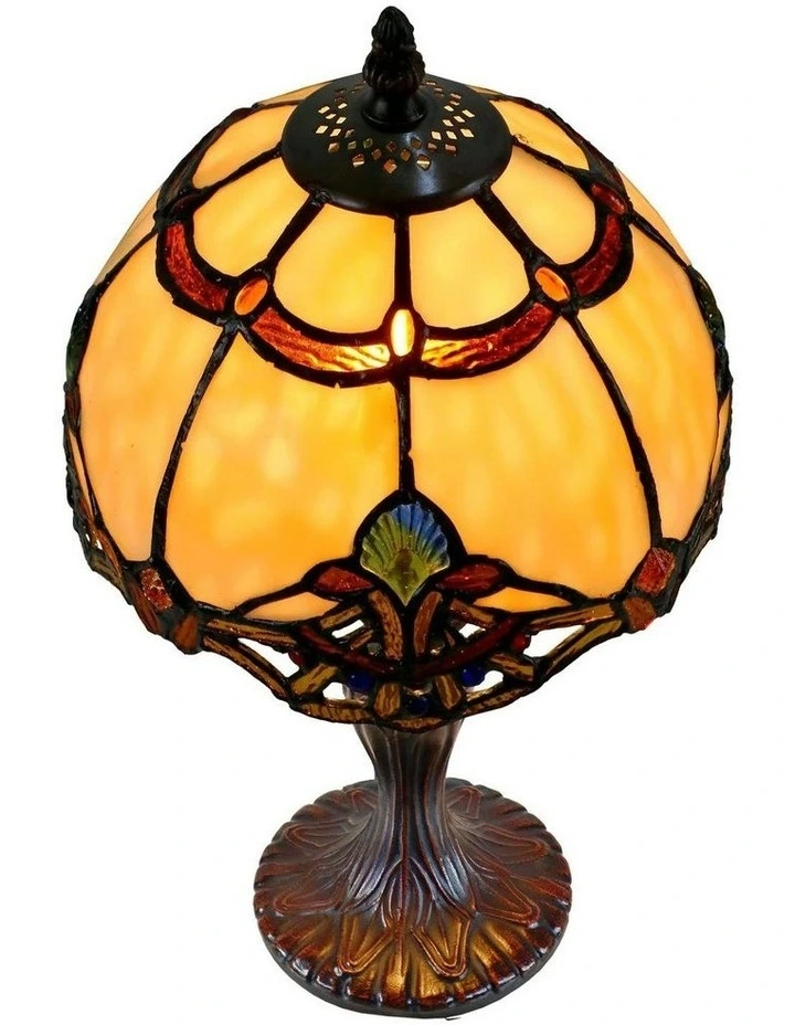 Benita Small Tiffany Table Lamp in Beige image 4