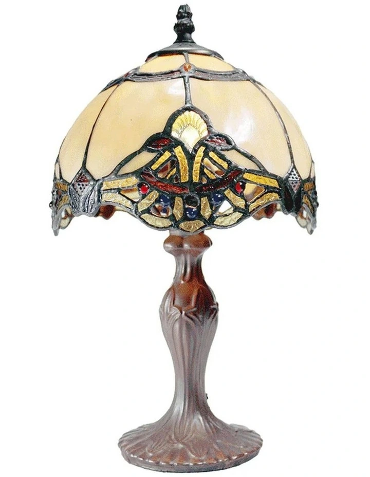 Benita Small Tiffany Table Lamp in Beige image 6