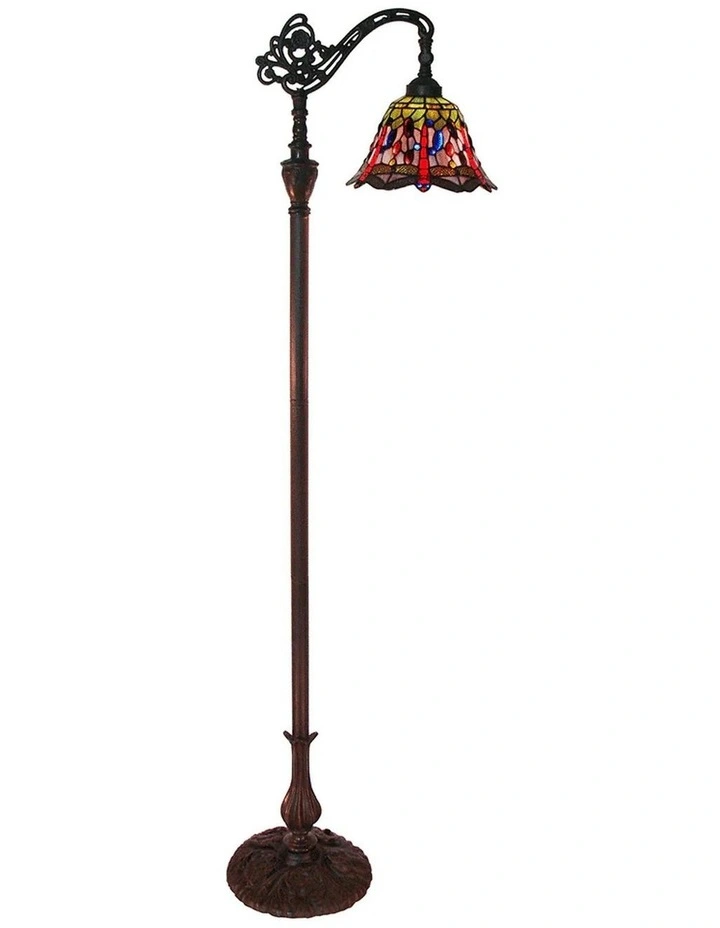 Tiffany Floor Lamp in Rose And Dragonfly Edwardian image 1