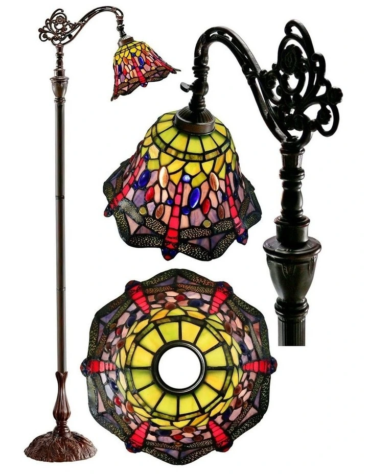 Tiffany Floor Lamp in Rose And Dragonfly Edwardian image 4