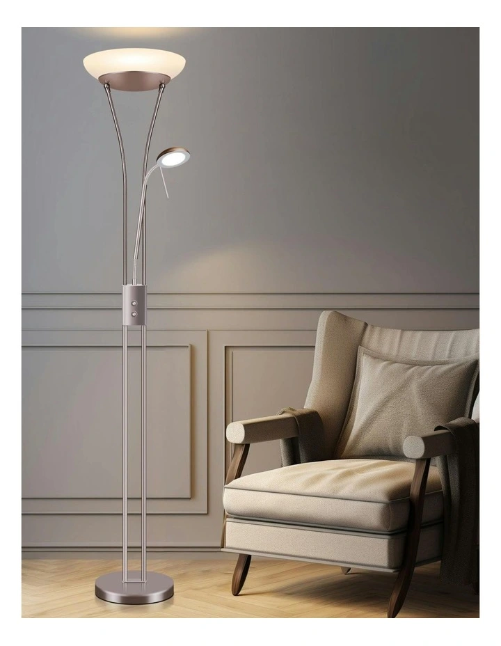 Frisco Mother & Child LED Floor Lamp in Satin Chrome image 2