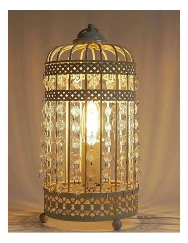 Harmony Iron Birdcage Table Lamp in White image 2