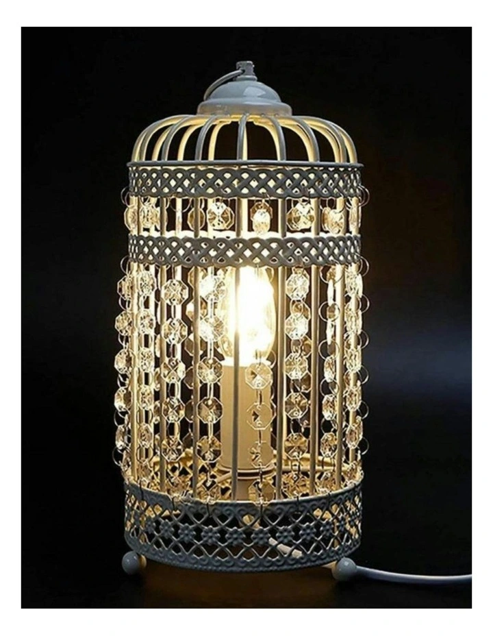 Harmony Iron Birdcage Table Lamp in White image 4