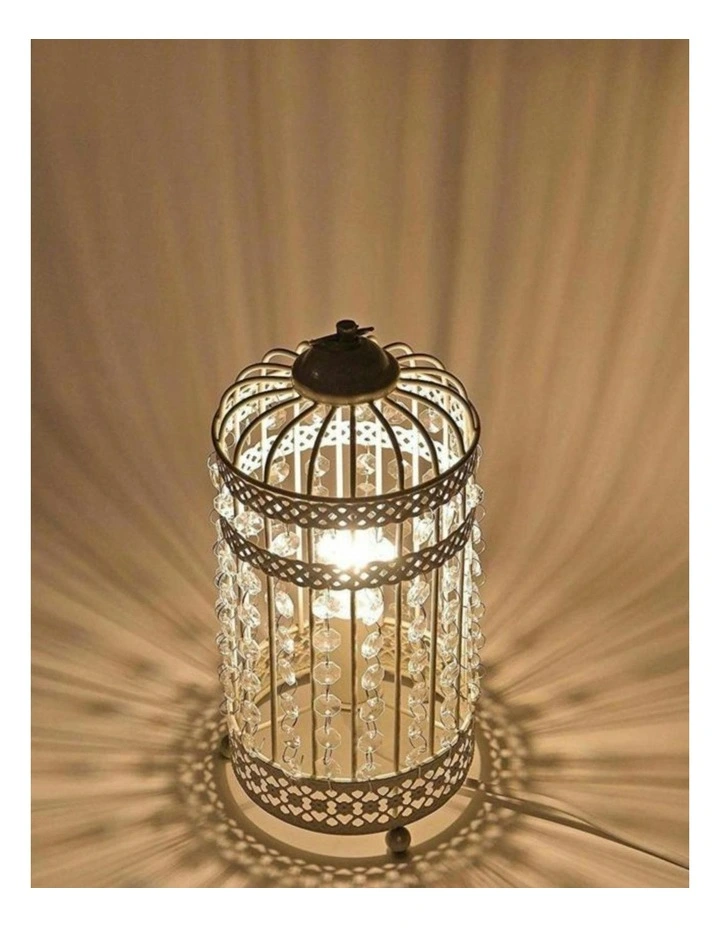 Harmony Iron Birdcage Table Lamp in White image 5