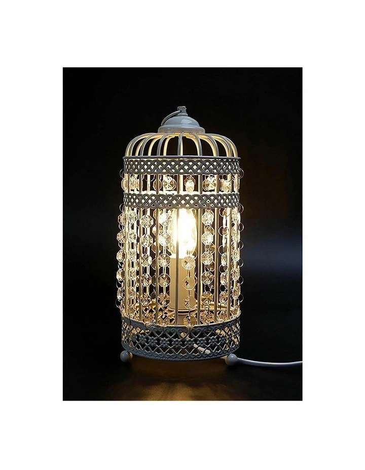 Harmony Iron Birdcage Table Lamp in White image 6