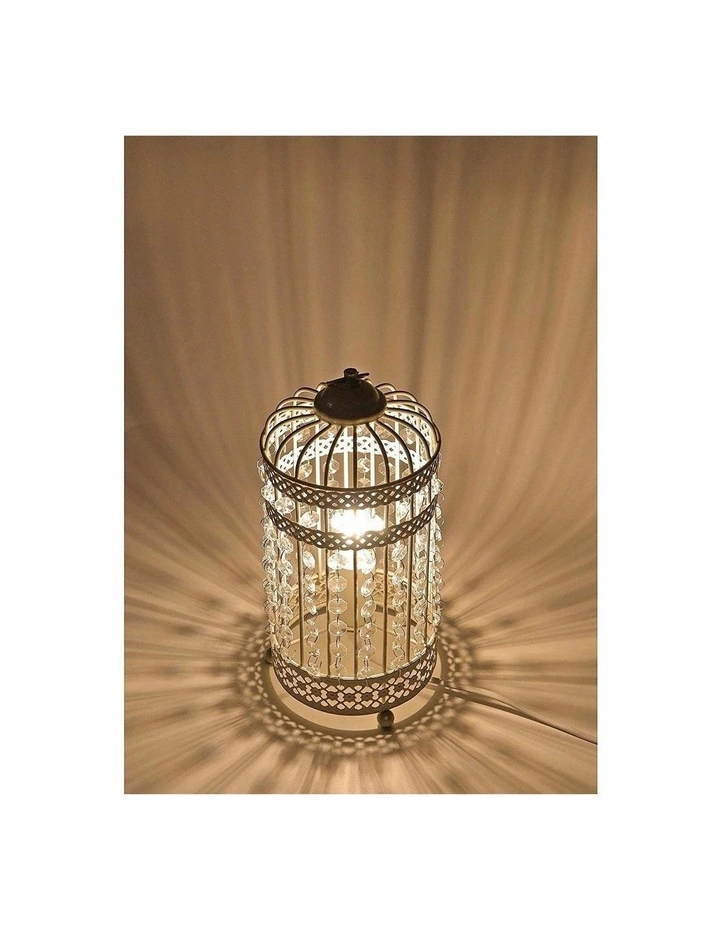 Harmony Iron Birdcage Table Lamp in White image 7