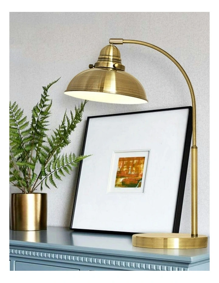 Manor Metal Table Lamp in Weathered Brass image 2