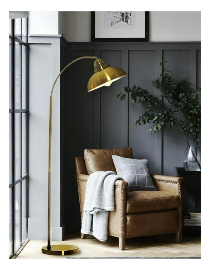 Manor Metal Floor Lamp in Weathered Brass image 2