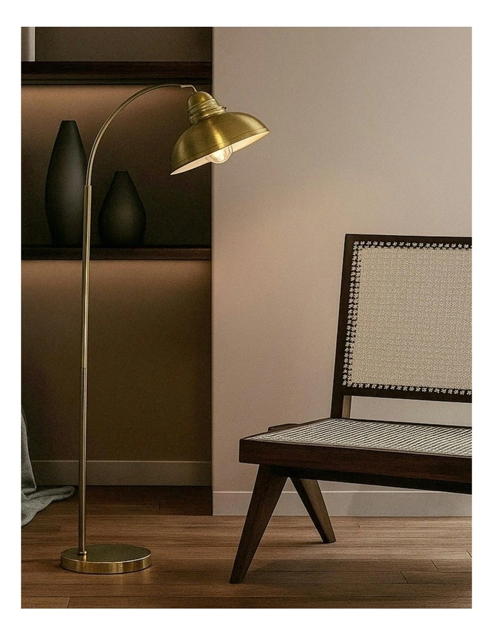 Manor Metal Floor Lamp in Weathered Brass image 4