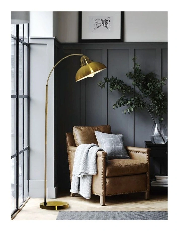Manor Metal Floor Lamp in Weathered Brass image 6