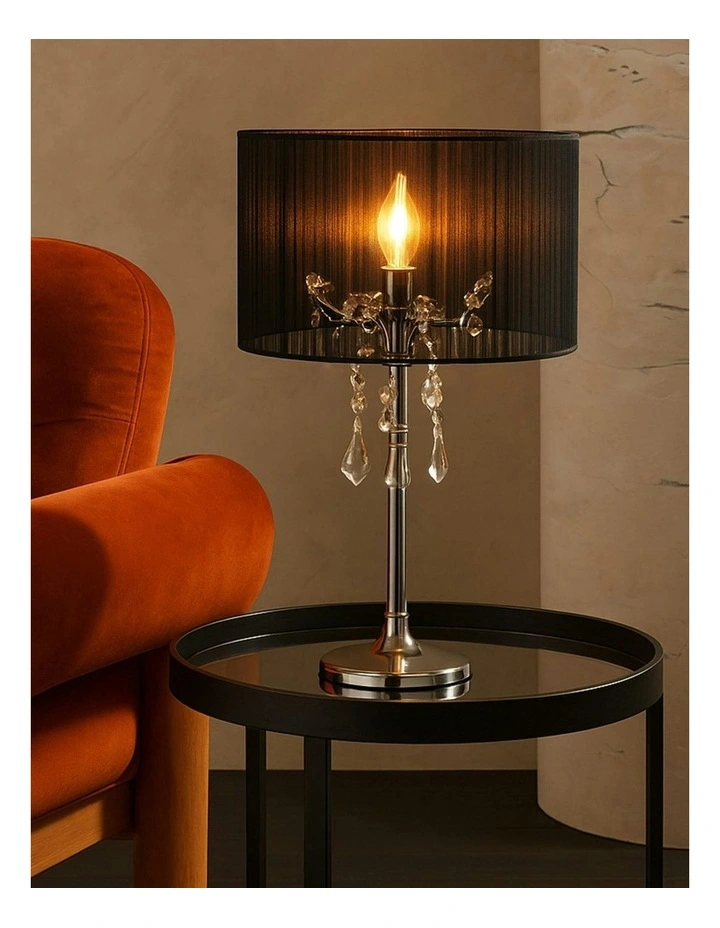 Paris Crystal Table Lamp in Black image 2
