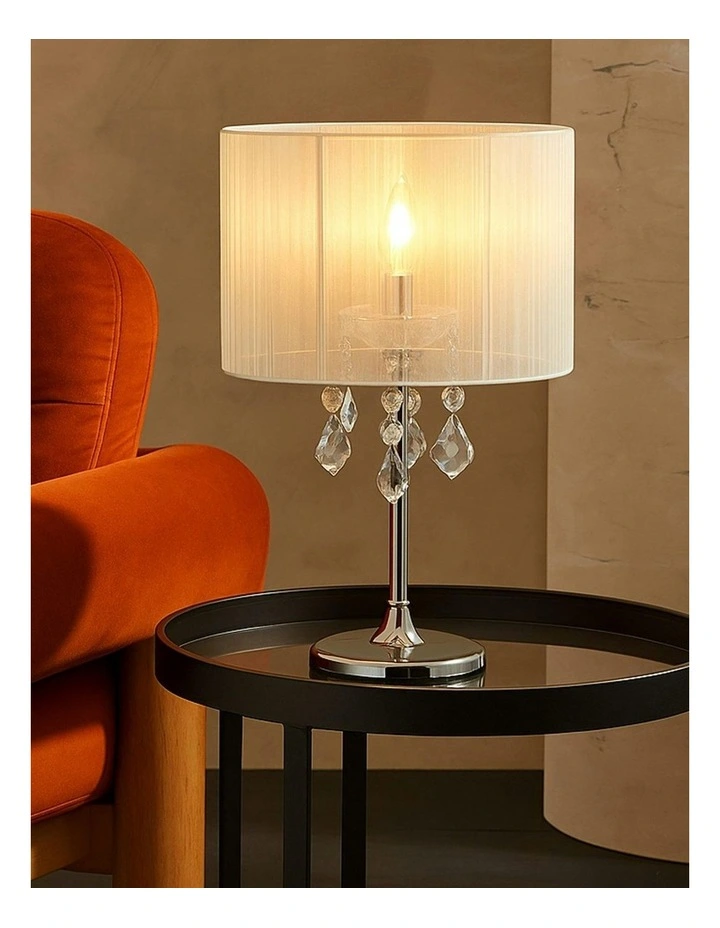 Paris Crystal Table Lamp in White image 2