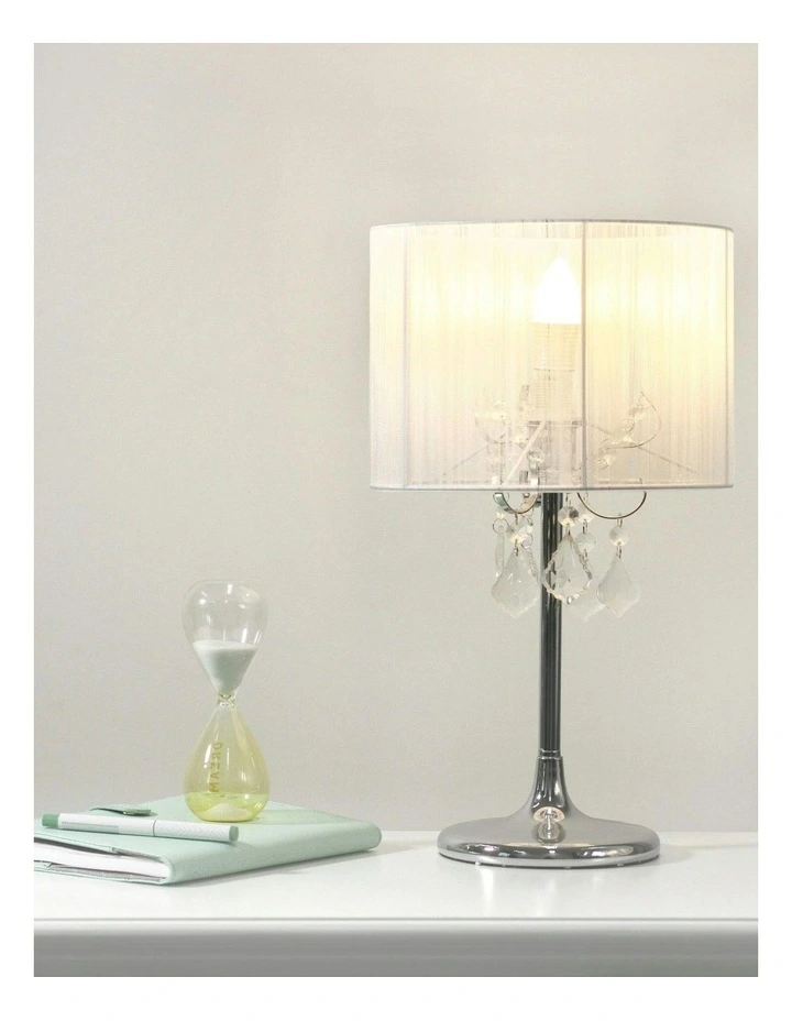 Paris Crystal Table Lamp in White image 3