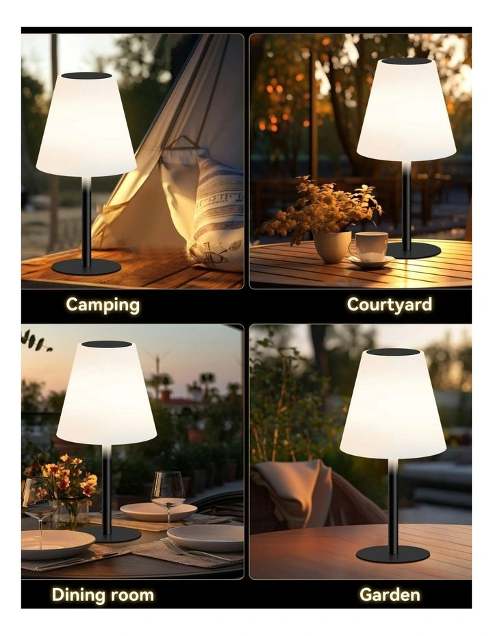 LED DC + Solar Table Lamp 45cm in White image 3