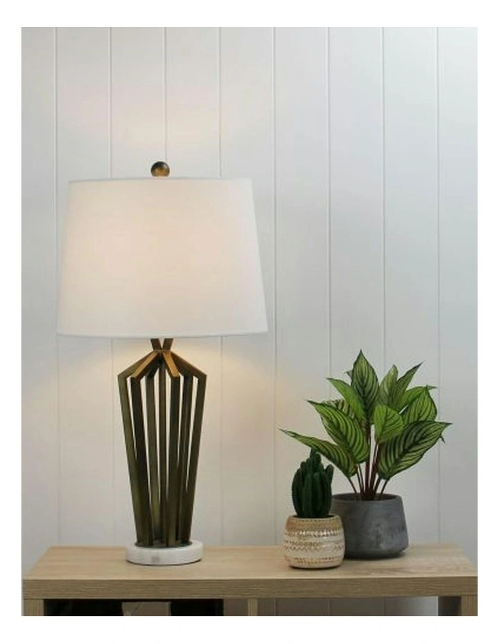 Romsey Table Lamp in White/Brass image 2