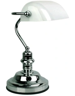 Banker's Touch Table Lamp in Chrome/ Gloss Opal