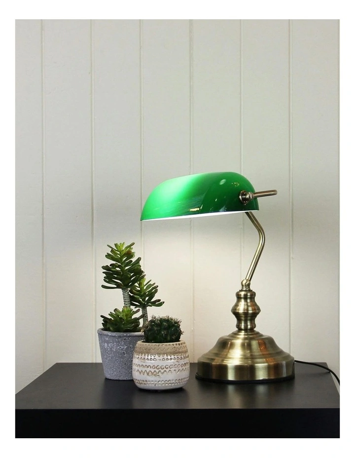 Banker's Touch Table Lamp in AB/ Drak Green image 3
