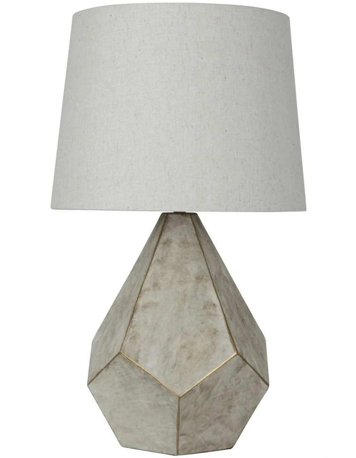 Leon Geometrical Table Lamp in White/Grey image 1