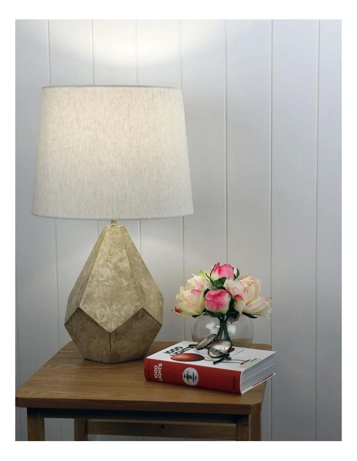 Leon Geometrical Table Lamp in White/Grey image 2