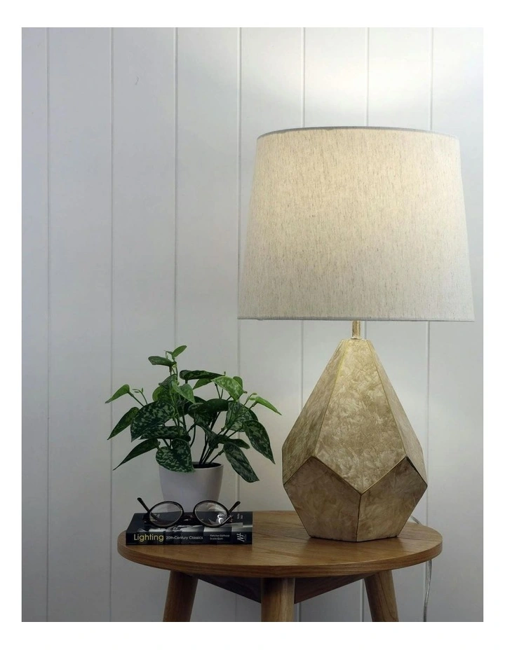 Leon Geometrical Table Lamp in White/Grey image 3
