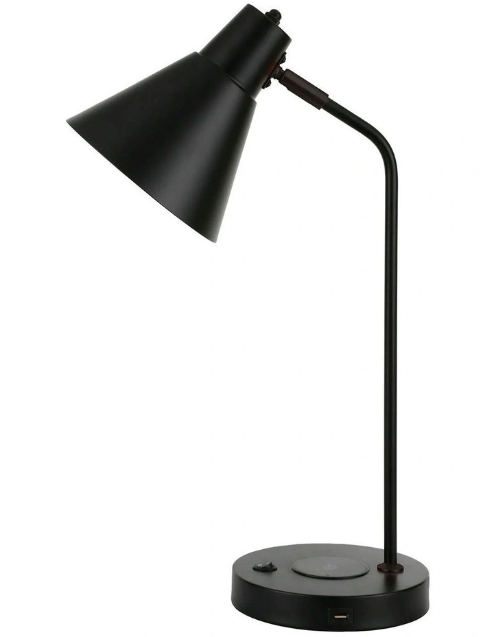 Targa USB and Wireless Charging Desk Lamp in Black image 1