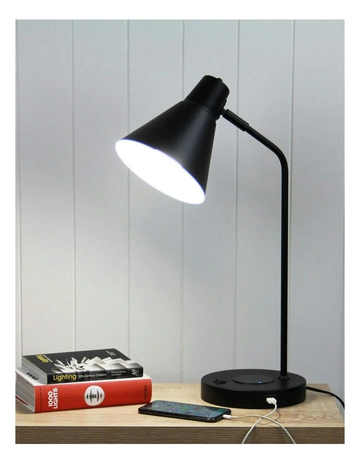 Targa USB and Wireless Charging Desk Lamp in Black image 2