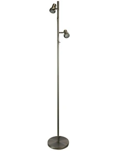 Daxam LED Twin Adjustable Antique Floor Lamp in Brass