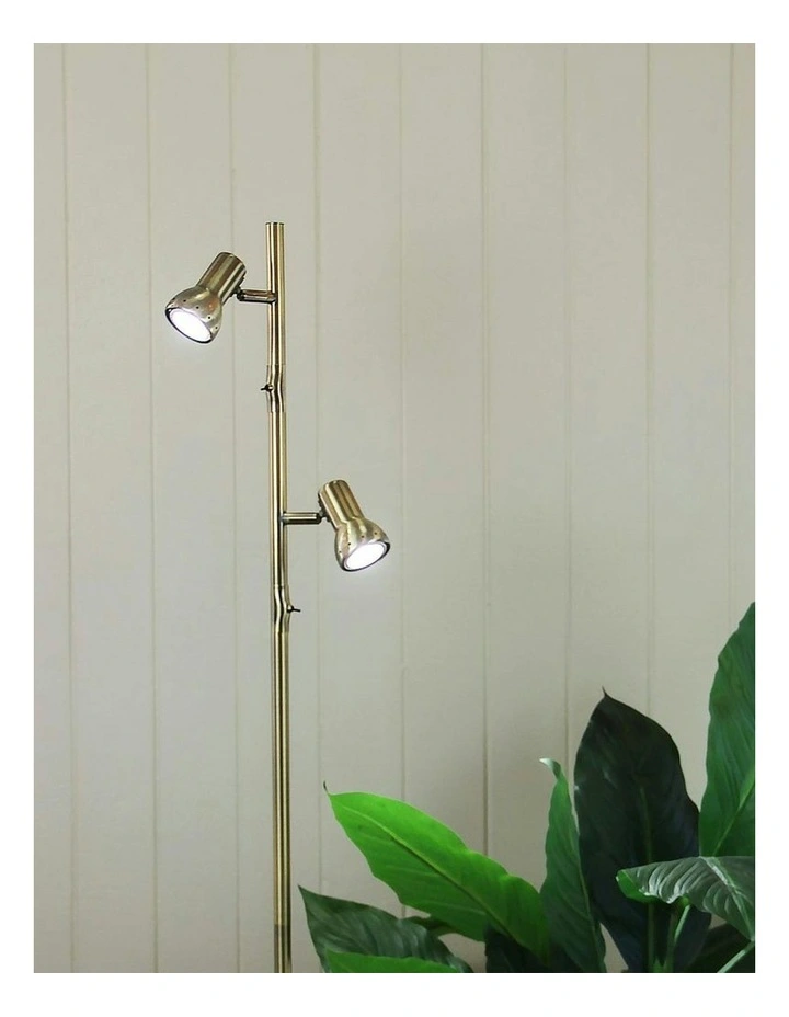 Daxam LED Twin Adjustable Antique Floor Lamp in Brass image 3