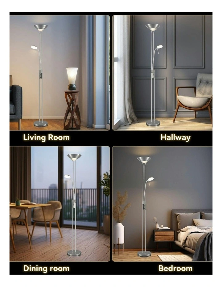 Buckley Dimmable Led Mother & Child Floor Lamp in Satin Chrome image 5