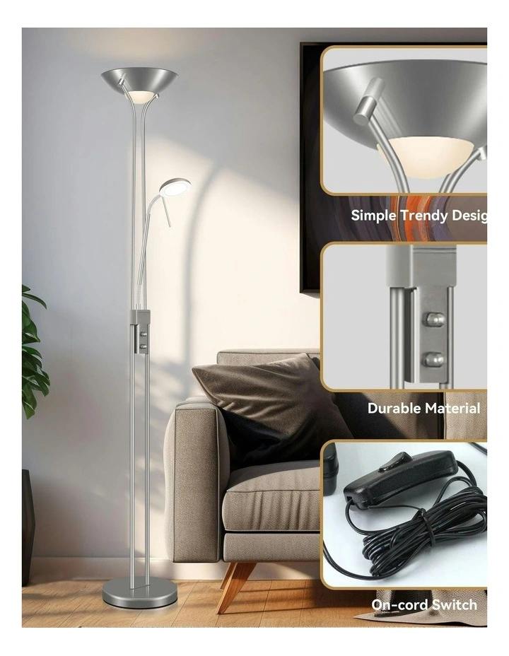 Buckley Dimmable Led Mother & Child Floor Lamp in Satin Chrome image 6