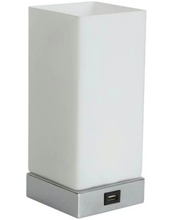 Jessica Rectangle Touch Lamp With USB Port in White