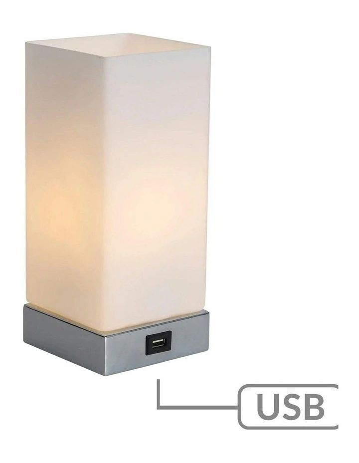 Jessica Rectangle Touch Lamp With USB Port in White image 2