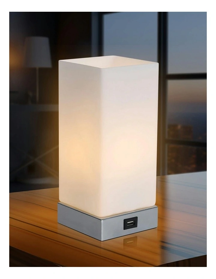 Jessica Rectangle Touch Lamp With USB Port in White image 4