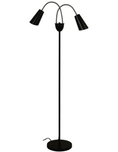 Walt Twin Floor Lamp Brushed in Black Chrome
