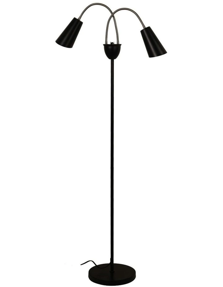 Walt Twin Floor Lamp Brushed in Black Chrome image 1