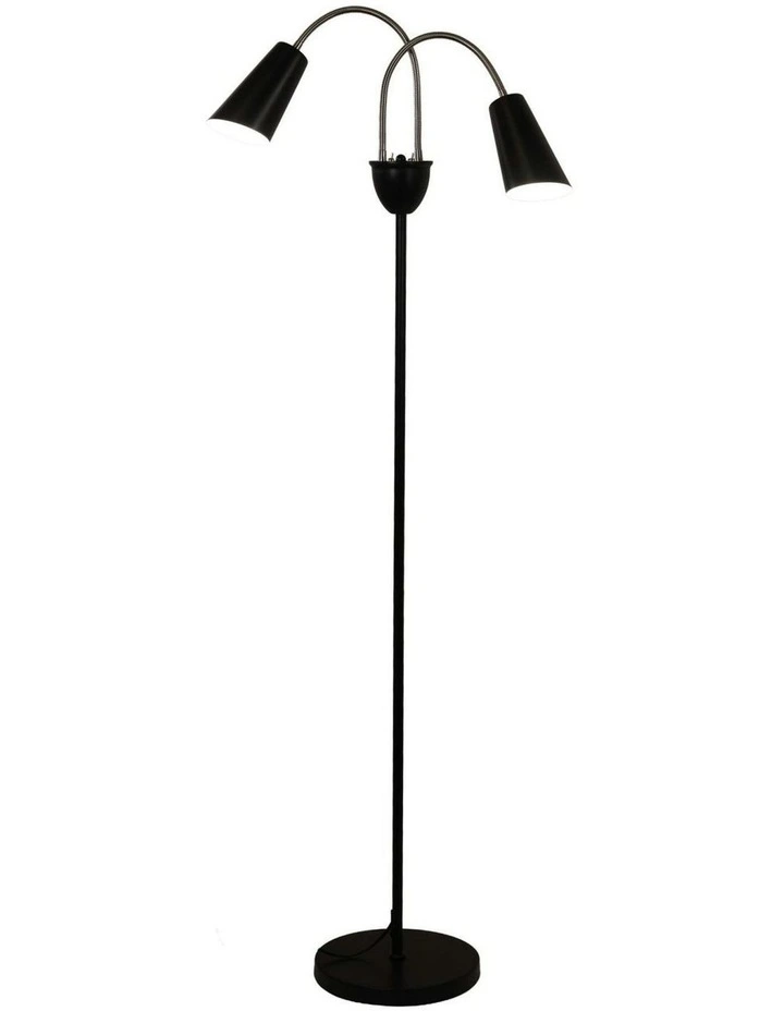 Walt Twin Floor Lamp Brushed in Black Chrome image 2