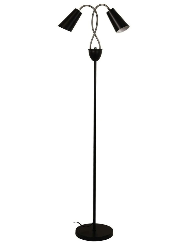 Walt Twin Floor Lamp Brushed in Black Chrome image 3