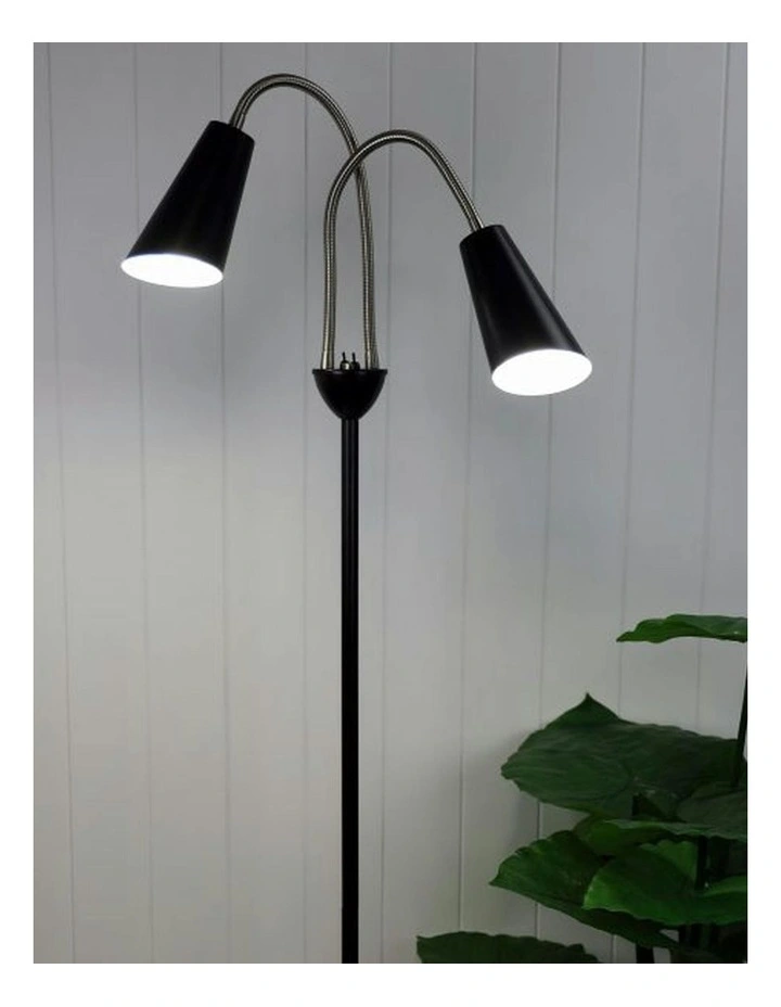 Walt Twin Floor Lamp Brushed in Black Chrome image 4