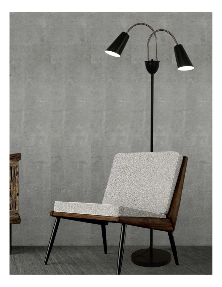 Walt Twin Floor Lamp Brushed in Black Chrome image 7