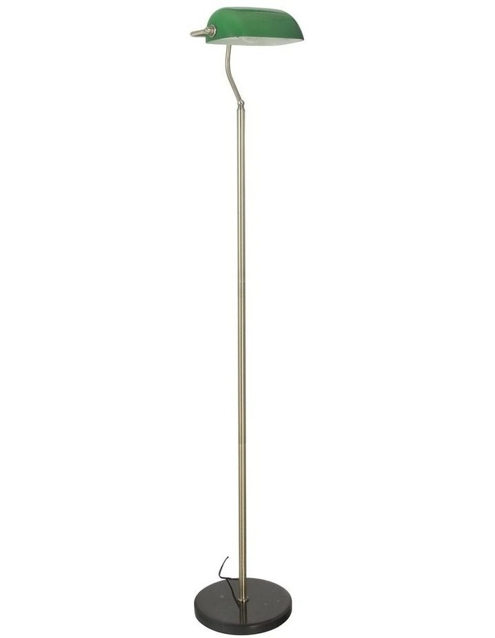 Banker's Floor Lamp Antique Brass/Green image 1